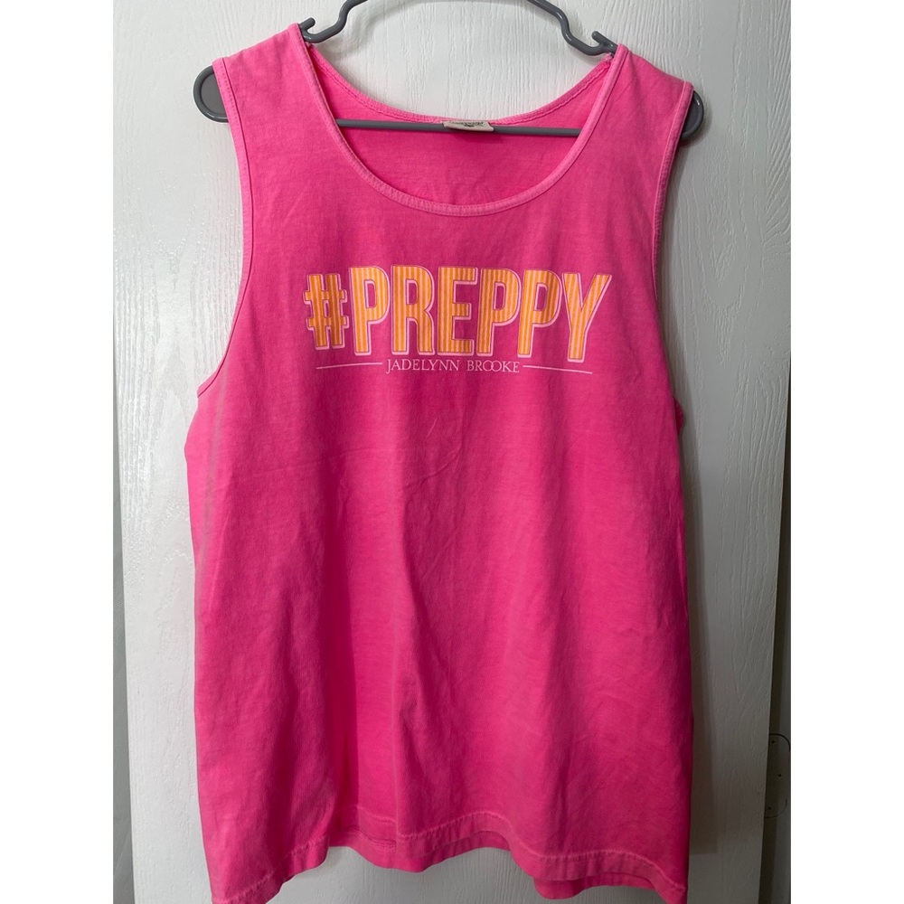 JADELYNN BROOKE neon pink comfort colors tank top